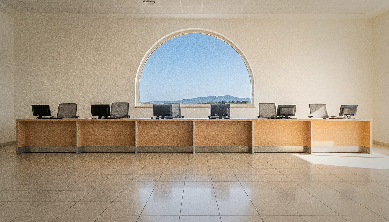 Car rental desk at Olbia Costa Smeralda Airport in Sardinia